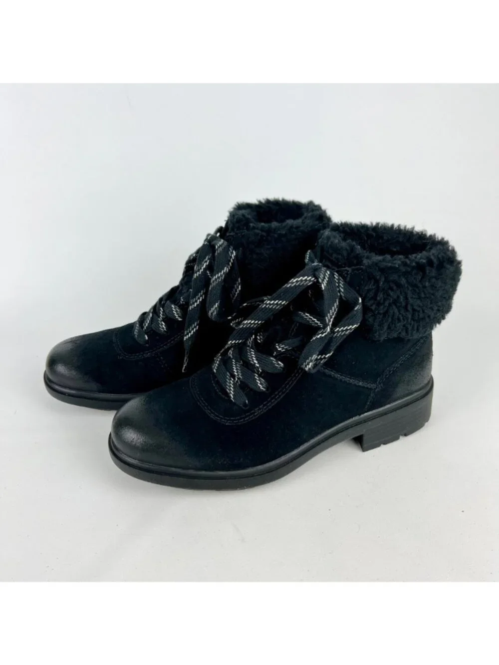 Ugg Womens Harrison Cozy Lace Up Boot Black Waterproof Suede 1130440 size 7